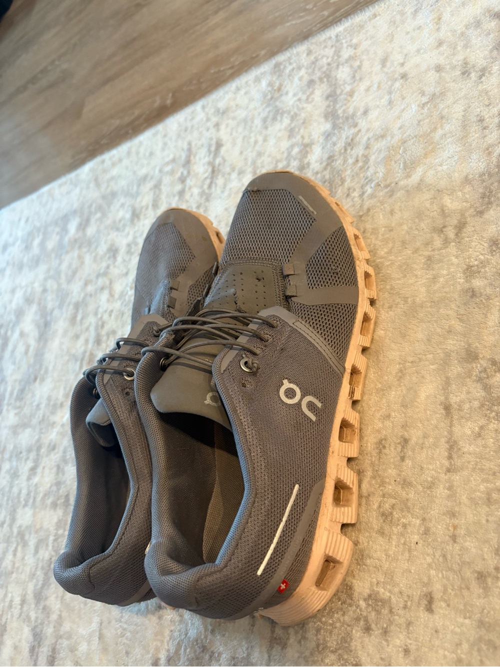 On Cloud Women's Running Shoes in Charcoal with Tan Sole